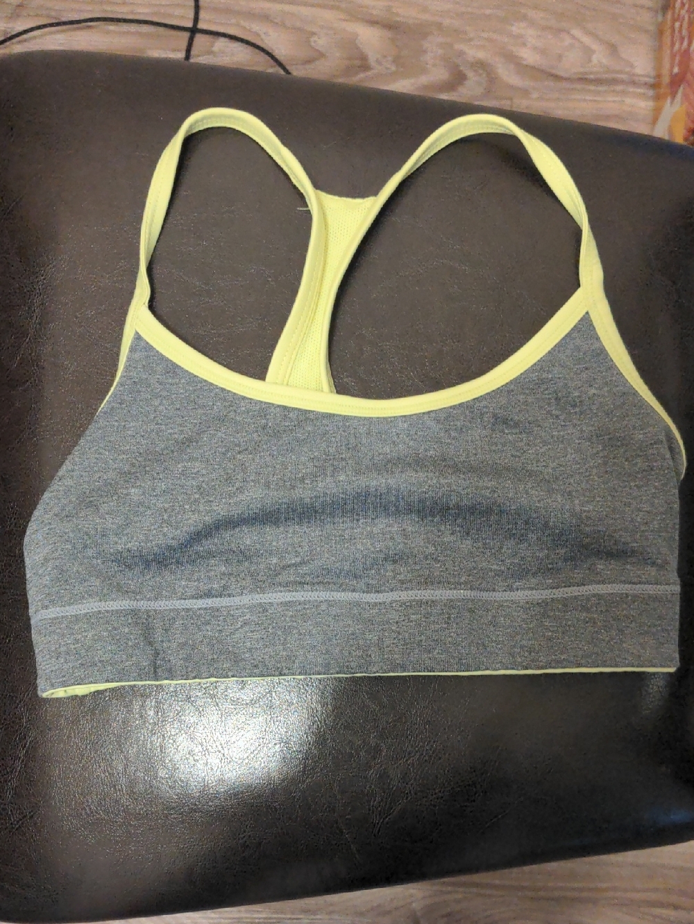 Reversible Lightweight Racerback Sports Bra  Light Green Or Grey Workout Sporty